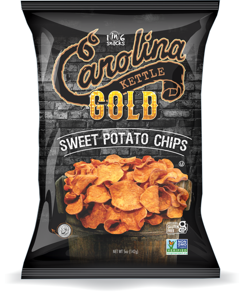 NEW! Case of 14 5 oz. bags Carolina Kettle Carolina Gold Sweet Potato Chips