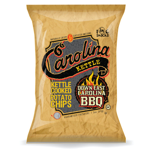 Case of 20-2 oz. bags Down East Carolina BBQ Kettle Cooked Potato Chips